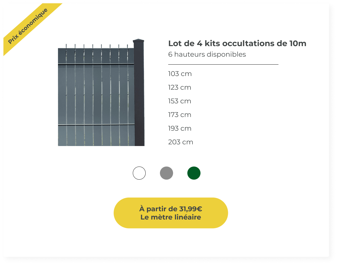 Lot de kits de lames d'occultation